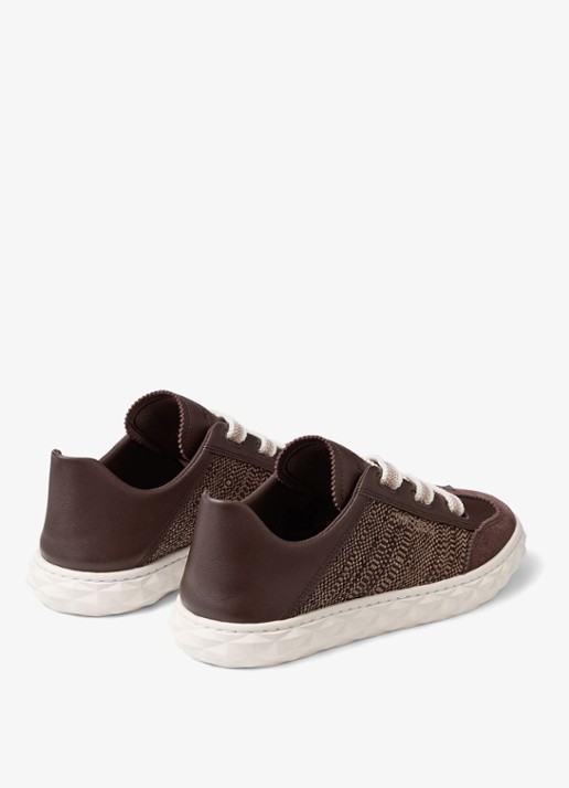 Jimmy Choo Diamond Light Flex/F sneaker van leer met raffia details - achterkant donkerbruin