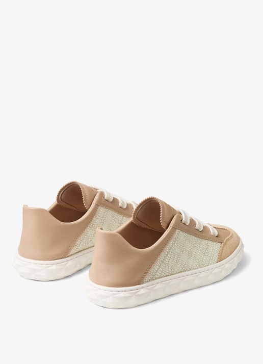 Jimmy Choo Diamond Light Flex/F sneaker van leer met raffia details - achterkant 7 beige