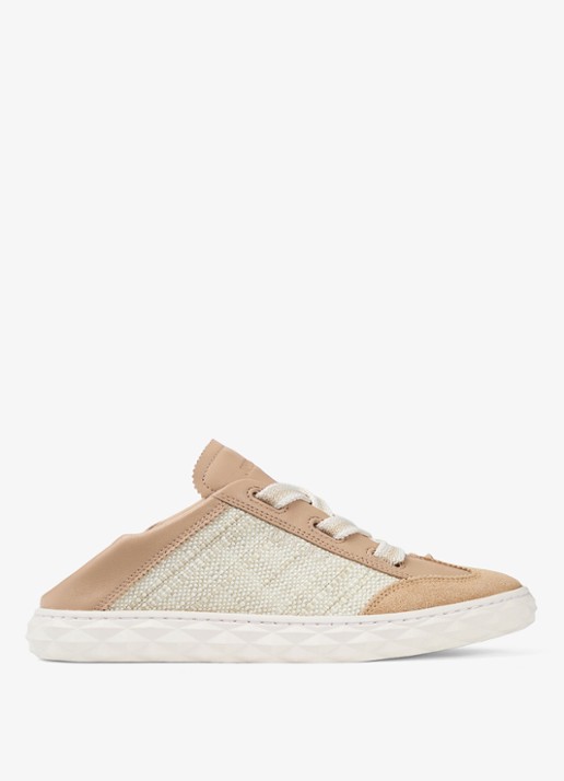 Jimmy Choo Diamond Light Flex/F sneaker van leer met raffia details - detail 4 beige