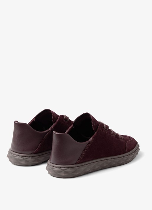Jimmy Choo Diamond Light Flex/F sneaker van suède - achterkant 5 donkerrood