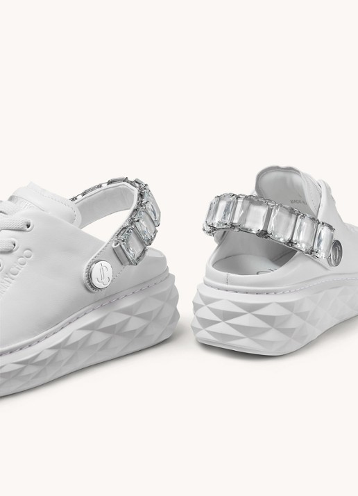 Jimmy Choo Diamond Sling sneaker met strass en kalfsleren details - achterkant 8 wit