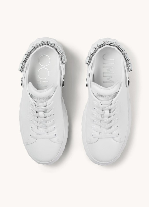 Jimmy Choo Diamond Sling sneaker met strass en kalfsleren details - detail 4 wit