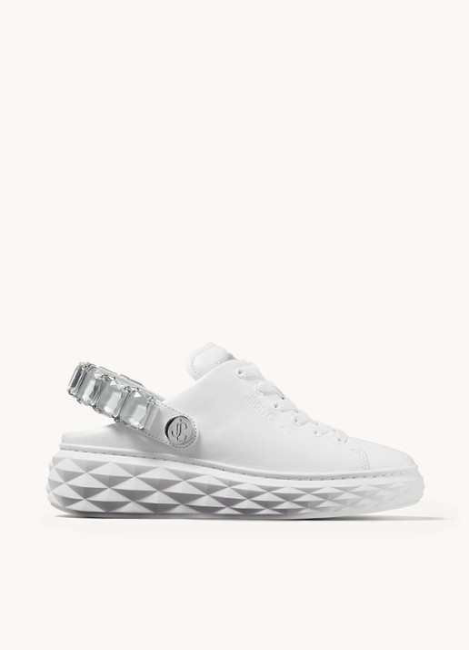 Jimmy Choo Diamond Sling sneaker met strass en kalfsleren details - voorkant wit