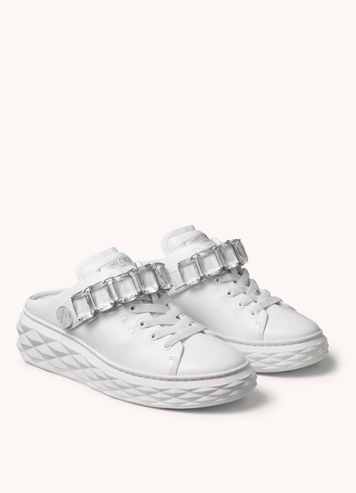 Jimmy Choo Diamond Sling sneaker met strass en kalfsleren details - voorkant 2 wit