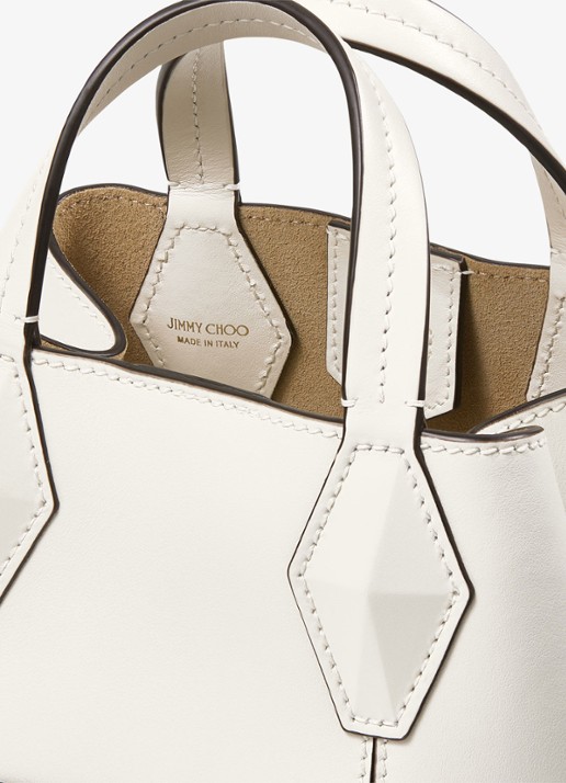 Jimmy Choo Diamond Tote/XS handtas van kalfsleer - detail 5 gebroken wit