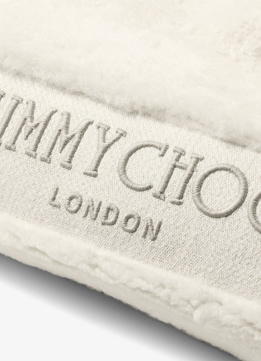 Jimmy Choo Drawstring Tote/M shopper van schapenleer - detail 2 gebroken wit