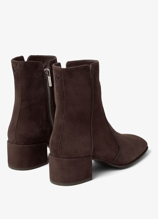 Jimmy Choo Eliot 45 enkellaarsje van geitensuède - achterkant 4 donkerbruin