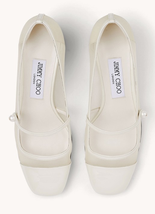Jimmy Choo Elisa 45 pump met kalfsleren details - detail 2 gebroken wit