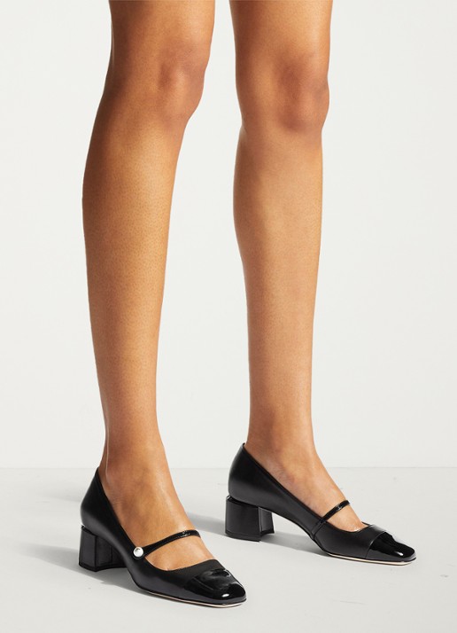 Jimmy Choo Elisa 45 pump van lamsleer - voorkant 6 zwart