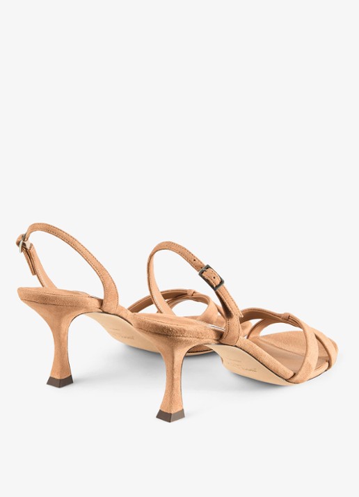 Jimmy Choo Elsy 70 sandalette van geitensuède - achterkant 3 lichtbruin
