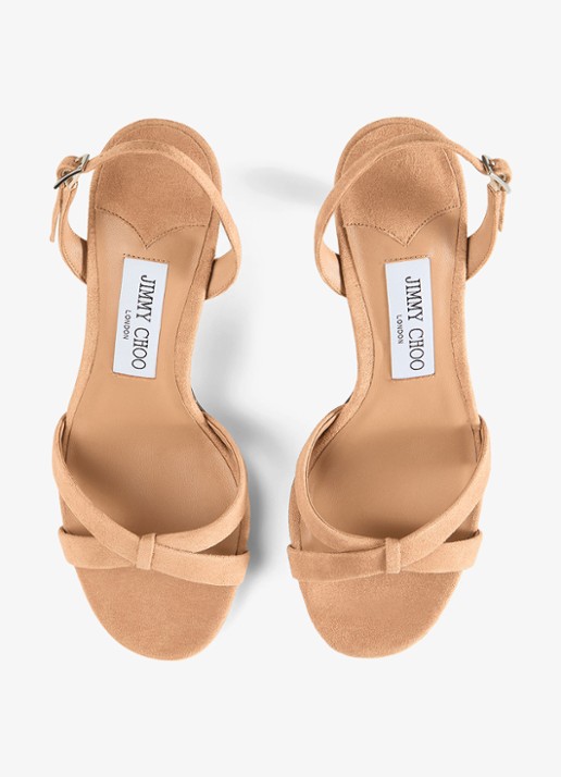 Jimmy Choo Elsy 70 sandalette van geitensuède - detail 5 lichtbruin