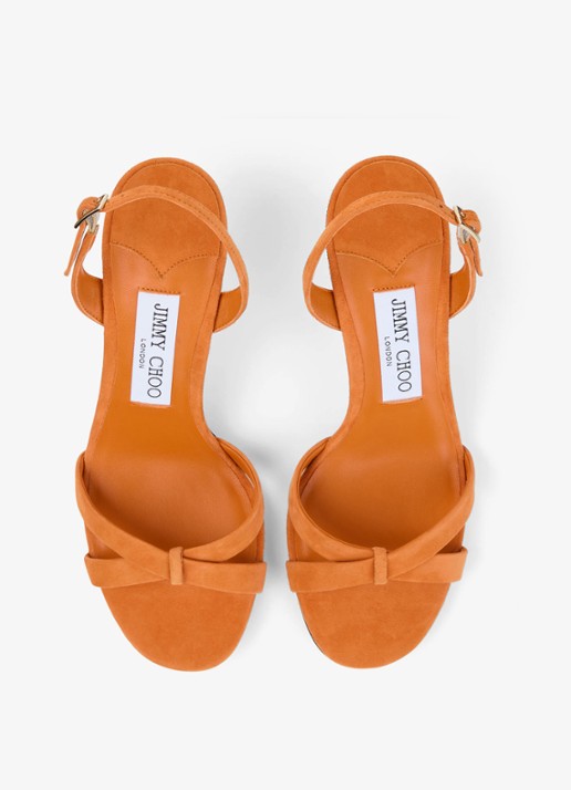 Jimmy Choo Elsy 70 sandalette van geitensuède - detail 4 oranje