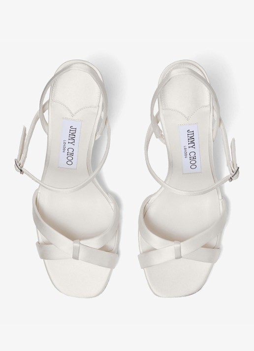 Jimmy Choo Elsy/Bh 85 sandalette van lamsleer met details van satijn - detail 4 ivoor