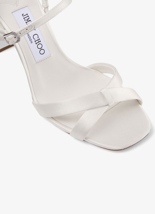 Jimmy Choo Elsy/Bh 85 sandalette van lamsleer met details van satijn - detail 5 ivoor