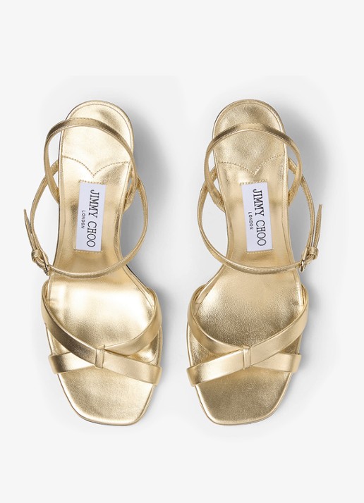 Jimmy Choo Elsy/Bh 85 sandalette van lamsleer met metallic finish - detail 4 goud