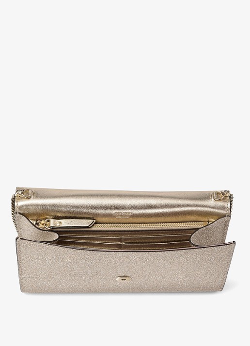 Jimmy Choo Emmie clutch met glitter en afneembare schouderriem - detail 3 beige