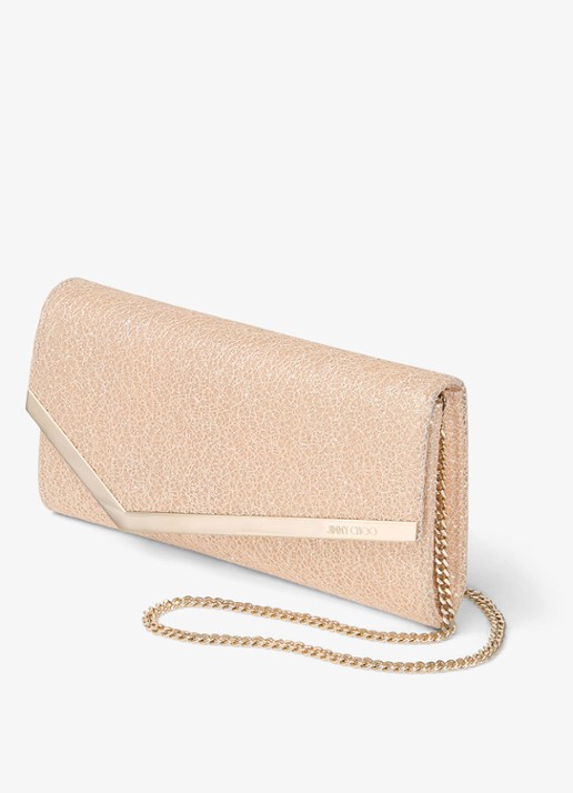 Jimmy Choo Emmie Clutch met glitter en afneembare schouderriem - detail 4 beige
