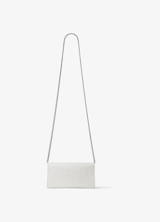 Jimmy Choo Emmie clutch met glitter en afneembare schouderriem - achterkant 6 zilver