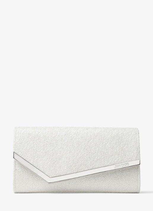 Jimmy Choo Emmie clutch met glitter en afneembare schouderriem