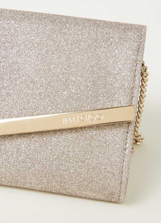 Jimmy Choo Emmie clutch met glitter - detail 3 goud