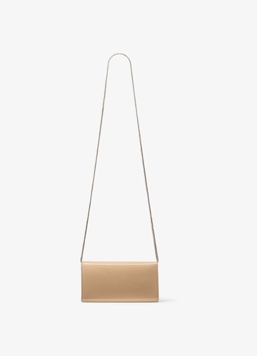 Jimmy Choo Emmie clutch van kalfsleer met afneembare schouderriem - achterkant 5 beige