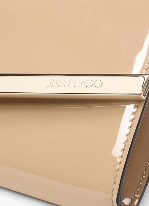 Jimmy Choo Emmie clutch van kalfsleer met afneembare schouderriem - detail 4 beige