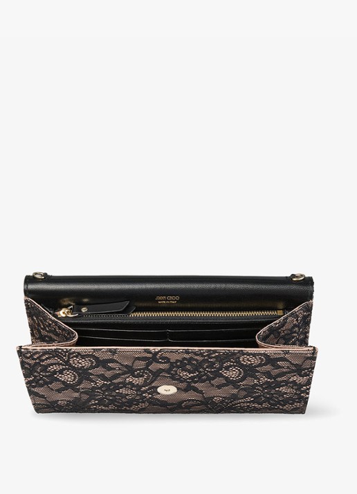 Jimmy Choo Emmie Mini clutch met kant en afneembare schouderriem - detail 2 zwart