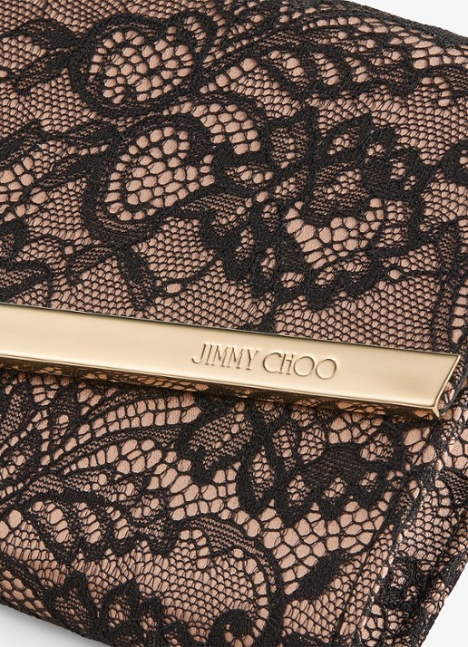 Jimmy Choo Emmie Mini clutch met kant en afneembare schouderriem - detail 3 zwart