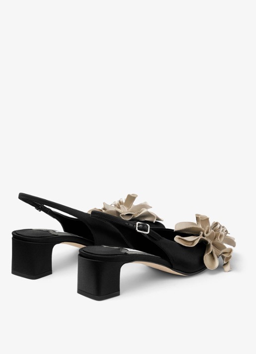 Jimmy Choo Eyla 45 slingback van satijn - achterkant 5 zwart
