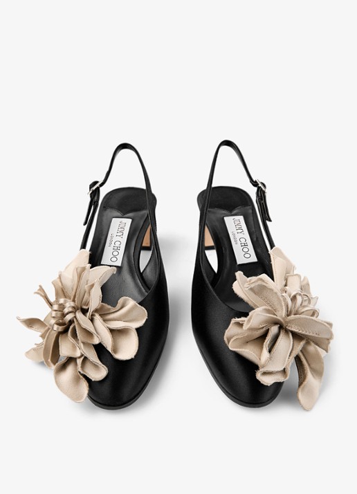 Jimmy Choo Eyla 45 slingback van satijn - detail 3 zwart