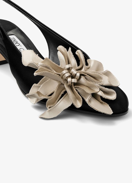 Jimmy Choo Eyla 45 slingback van satijn - detail 4 zwart
