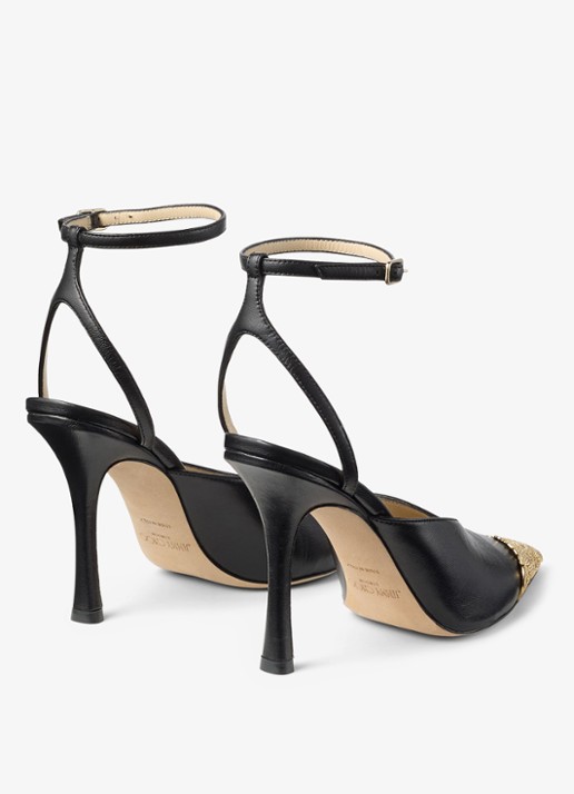 Jimmy Choo Faiz 100 sandalette van leer - achterkant zwart