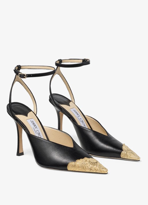 Jimmy Choo Faiz 100 sandalette van leer - voorkant 5 zwart