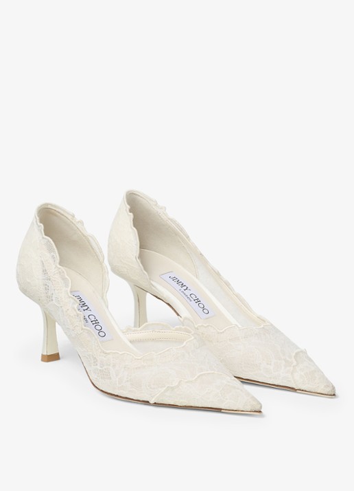 Jimmy Choo Faiz 65 pump van kant - voorkant 2 gebroken wit
