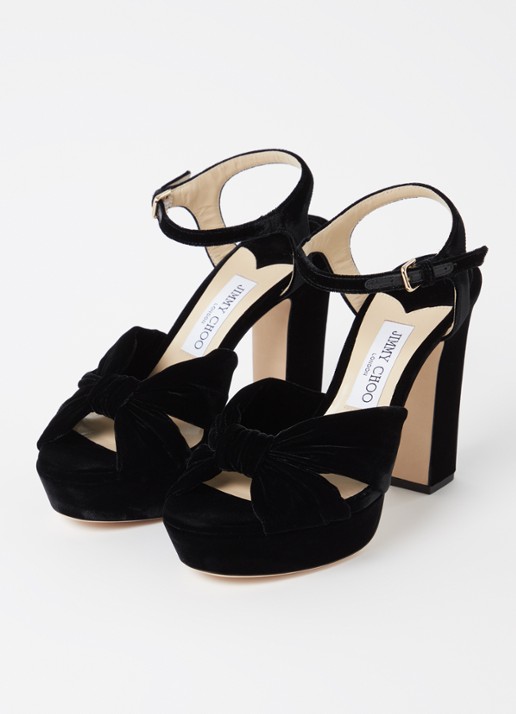 Jimmy Choo Heloise 120 sandalette van fluweel  - detail zwart