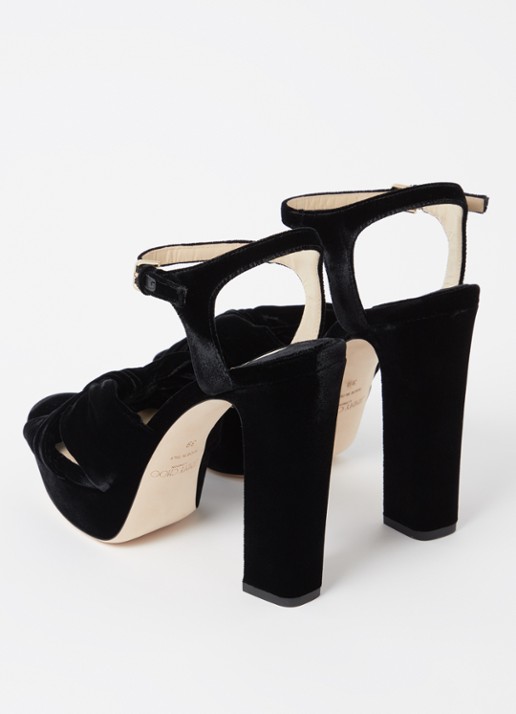 Jimmy Choo Heloise 120 sandalette van fluweel  - detail 2 zwart