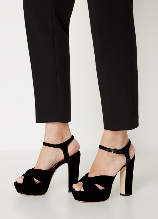 Jimmy Choo Heloise 120 sandalette van fluweel  - voorkant 7 zwart