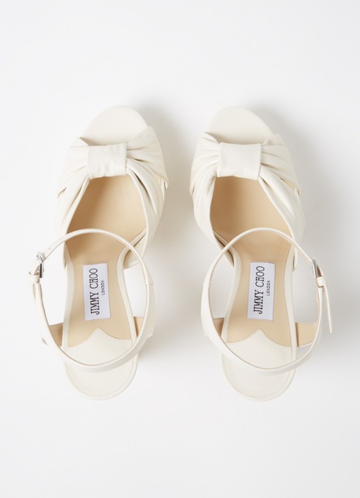 Jimmy Choo Heloise 120 sandalette van leer - detail 3 gebroken wit