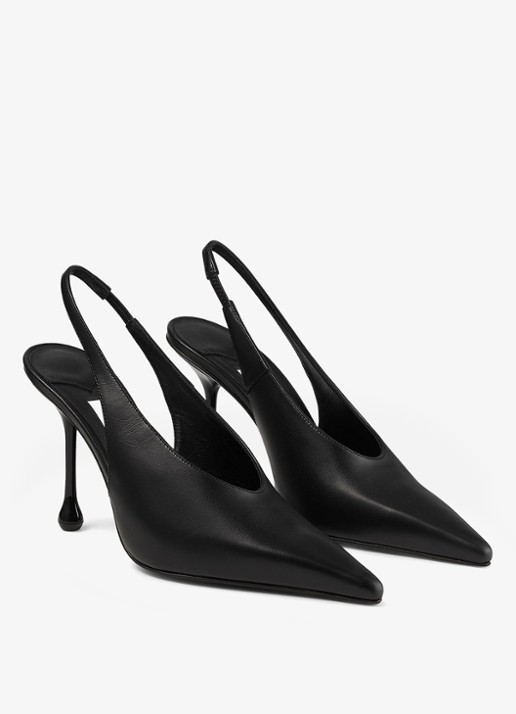 Jimmy Choo Isa 95 slingback van kalfsleer - voorkant 2 zwart