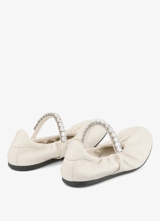 Jimmy Choo Jade ballerina van leer - achterkant 3 gebroken wit