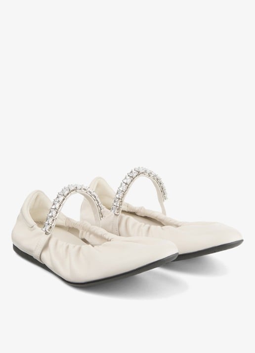 Jimmy Choo Jade ballerina van leer - detail 4 gebroken wit
