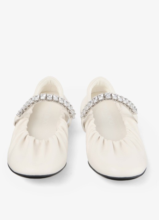 Jimmy Choo Jade ballerina van leer - detail 5 gebroken wit