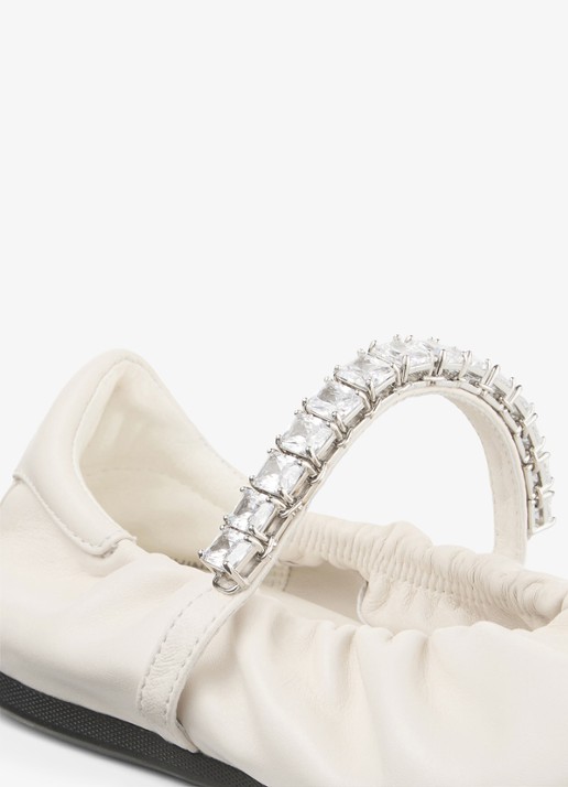 Jimmy Choo Jade ballerina van leer - detail 6 gebroken wit