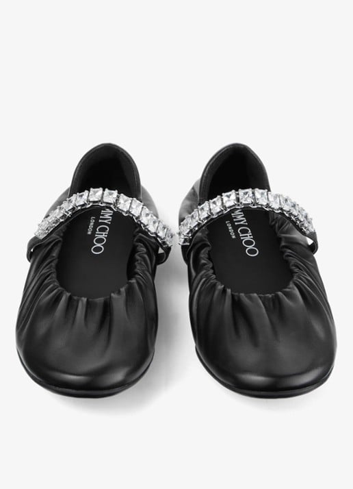 Jimmy Choo Jade ballerina van leer - detail 4 zwart