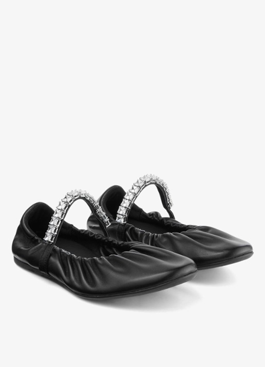 Jimmy Choo Jade ballerina van leer - voorkant 2 zwart