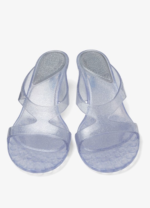 Jimmy Choo Jelly Drop 50 muiltje van rubber met glitter - detail 2 zilver