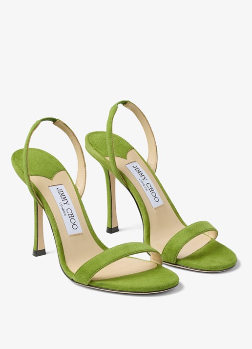 Jimmy Choo Jenn 100 sandalette van geitensuède - detail 3 groen