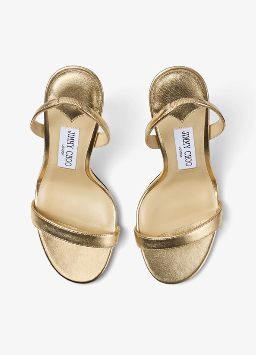 Jimmy Choo Jenn 100 sandalette van lamsleer met metallic finish - detail 2 goud