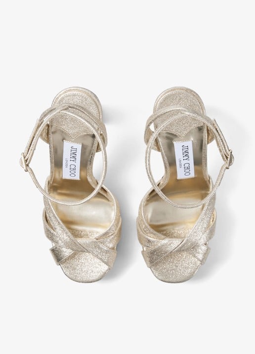 Jimmy Choo Kove 120 sandalette met metallic finish - detail 5 goud