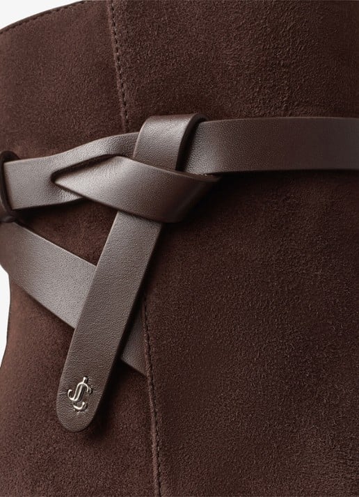 Jimmy Choo Lawton 65 enkellaarsje van geitensuède - detail donkerbruin